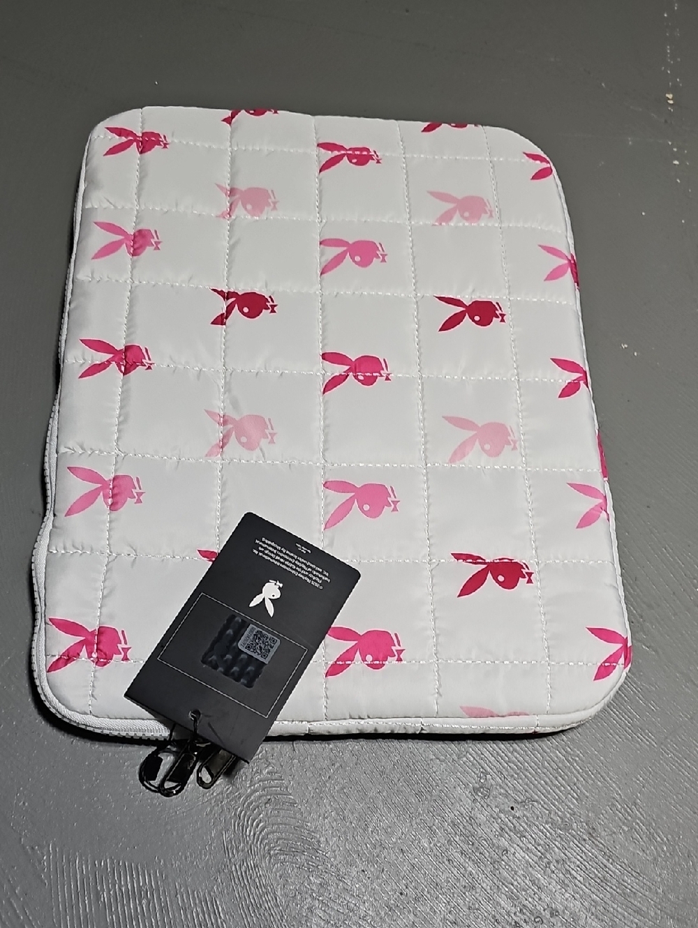 Playboy Bunny Pink Monogram Zipper Pouch Bag Y2K Makeup Laptop Carry Bag NWT